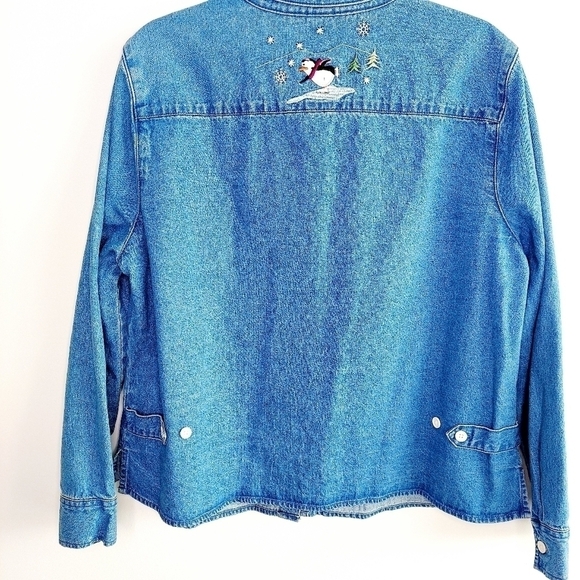 CHRISTOPHER & BANKS Denim Shirt Jacket Embroidered - Picture 14 of 16